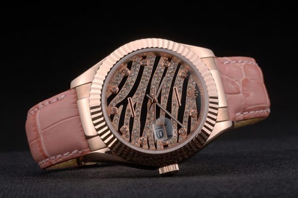 Swiss Rolex Datejust Special Edition 2012 Pale Pink Leather Strap 80253 - Image 4