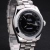 Swiss Rolex Day-Date Stainless Steel Bracelet Black Dial 80294 - Image 2