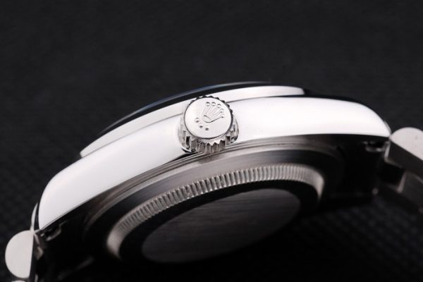 Swiss Rolex Day-Date Stainless Steel Bracelet Black Dial 80294 - Image 6