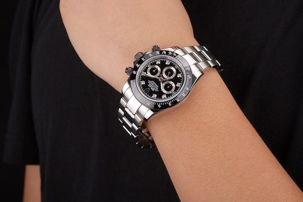 Rolex Daytona Stainless Steel Black Enameled Black Dial - Image 2
