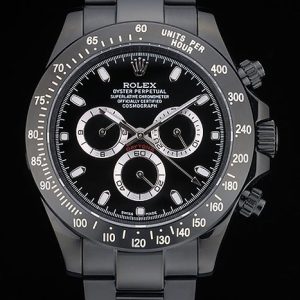 Rolex Daytona Black Ion Plated Tachymeter Black Stainless Steel Strap Black Dial 80247