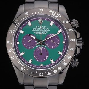 Rolex Daytona Black Ion Plated Tachymeter Black Stainless Steel Strap Green Dial 80246