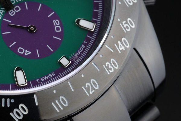 Rolex Daytona Black Ion Plated Tachymeter Black Stainless Steel Strap Green Dial 80246 - Image 10