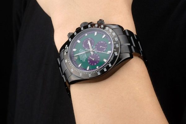 Rolex Daytona Black Ion Plated Tachymeter Black Stainless Steel Strap Green Dial 80246 - Image 2