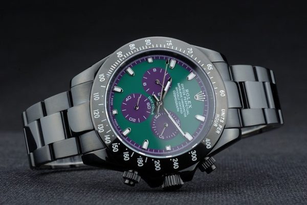 Rolex Daytona Black Ion Plated Tachymeter Black Stainless Steel Strap Green Dial 80246 - Image 4
