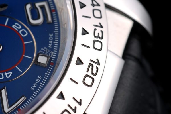 Rolex Daytona Stainless Steel Case Blue Dial Black Leather Strap - Image 3