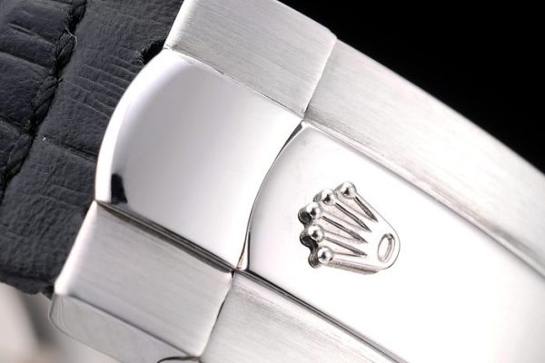 Rolex Daytona Stainless Steel Case Blue Dial Black Leather Strap - Image 8