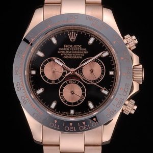 Rolex Daytona Black Ion Plated Tachymeter Rose Gold Strap Black Dial 80245
