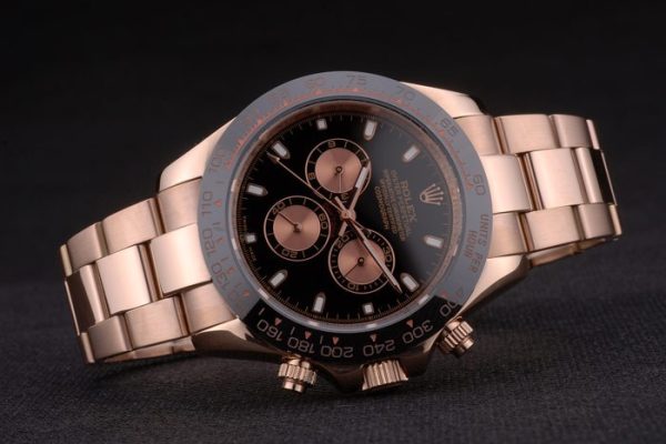 Rolex Daytona Black Ion Plated Tachymeter Rose Gold Strap Black Dial 80245 - Image 4