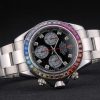 Rolex Daytona Cosmograph Rainbow Crystals Bezel Stainless Steep Strap Black Dial 80250 - Image 4