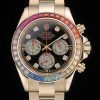 Rolex Daytona Cosmograph Rainbow Crystals Bezel Rose Gold Strap Black Dial 80251