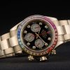 Rolex Daytona Cosmograph Rainbow Crystals Bezel Rose Gold Strap Black Dial 80251 - Image 4
