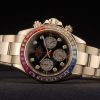 Rolex Daytona Cosmograph Rainbow Crystals Bezel Rose Gold Strap Black Dial 80251 - Image 5