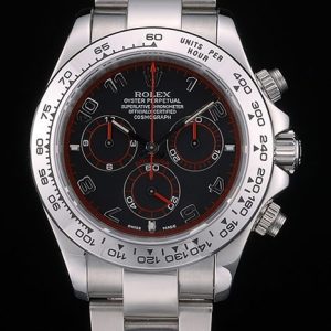 Swiss Rolex Daytona Stainless Steel Bracelet Black Dial 80296
