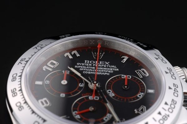 Swiss Rolex Daytona Stainless Steel Bracelet Black Dial 80296 - Image 2