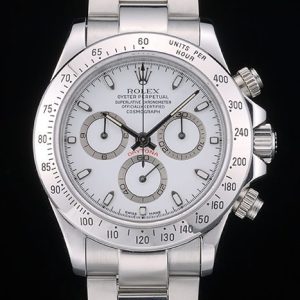 Swiss Rolex Daytona Stainless Steel Bracelet White Dial 80297