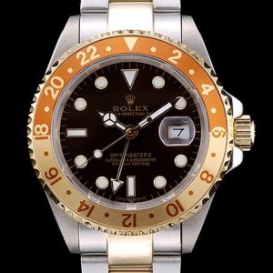 Rolex GMT Master II Gold Colored Ceramic Bezel Brown Dial Tachymeter