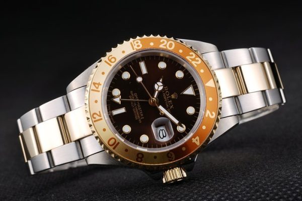 Rolex GMT Master II Gold Colored Ceramic Bezel Brown Dial Tachymeter - Image 3