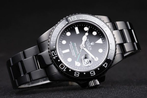 Swiss Rolex GMT Master II Pro-Hunter Black Steel Strap Black Dial - Image 2