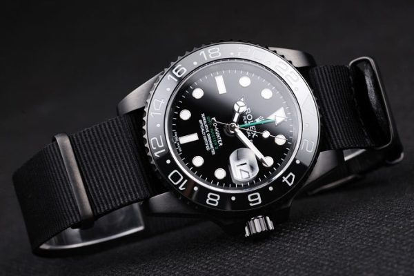 Swiss Rolex GMT Master II Pro-Hunter Black Fabric Strap Black Dial - Image 3