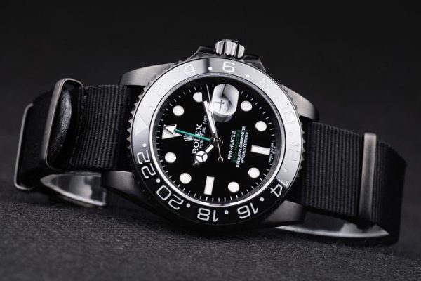 Swiss Rolex GMT Master II Pro-Hunter Black Fabric Strap Black Dial - Image 4