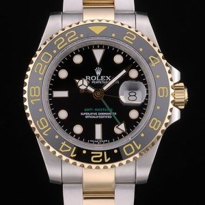 Swiss Rolex GMT Master Rose Gold Bezel Black Dial 80295