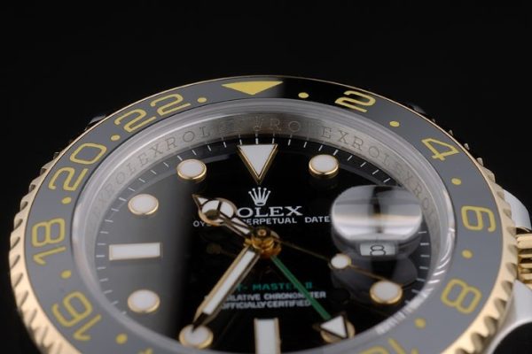 Swiss Rolex GMT Master Rose Gold Bezel Black Dial 80295 - Image 2