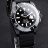 Swiss Rolex Submariner Pro-Hunter Black Fabric Strap Black Dial