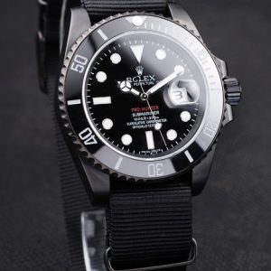 Swiss Rolex Submariner Pro-Hunter Black Fabric Strap Black Dial