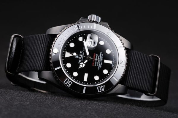 Swiss Rolex Submariner Pro-Hunter Black Fabric Strap Black Dial - Image 3
