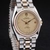 Tudor Swiss Classic Prince Date Stainless Steel Case Rose Gold Ribbed Bezel Gold Dial