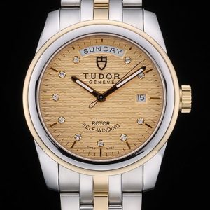 Swiss Tudor Classic Rose Gold and Stainless Steel Polished Bezel Golden Dial 80305