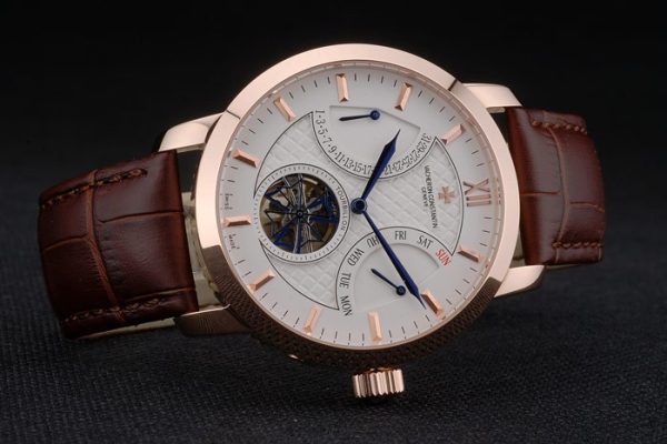 Vacheron Constantin Replica Watches Luxury Leather 80226 - Image 4