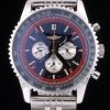 Breitling Certified Polished Silver Stainless Steel Strap Black Dial Chronograph 80173