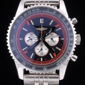 Breitling Certified Polished Silver Stainless Steel Strap Black Dial Chronograph 80173
