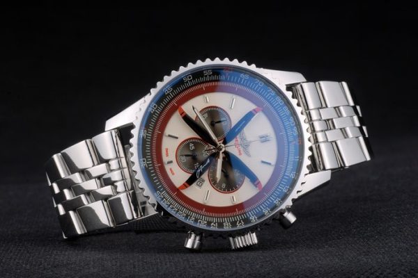 Breitling Certified Polished Silver Stainless Steel Strap Beige Dial Chronograph 80174 - Image 3