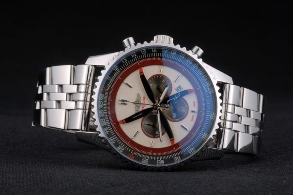 Breitling Certified Polished Silver Stainless Steel Strap Beige Dial Chronograph 80174 - Image 4