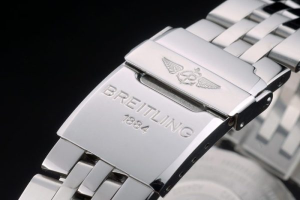 Breitling Certified Polished Silver Stainless Steel Strap Beige Dial Chronograph 80174 - Image 5