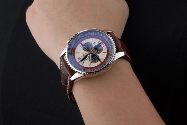 Breitling Certified Brown Leather Strap Beige Dial Chronograph 80175 - Image 3