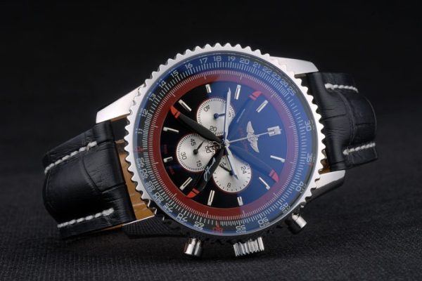 Breitling Certified Black Leather Strap Black Dial Chronograph 80176 - Image 3