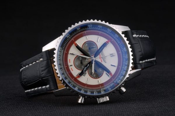 Breitling Certified Beige Dial Chronograph Black Leather Strap 80177 - Image 3