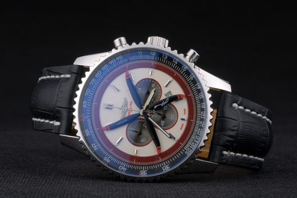 Breitling Certified Beige Dial Chronograph Black Leather Strap 80177 - Image 4