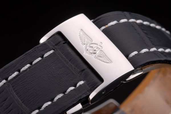 Breitling Certified Beige Dial Chronograph Black Leather Strap 80177 - Image 5