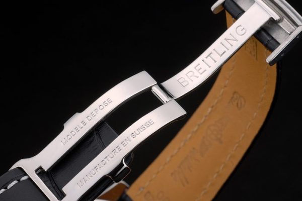 Breitling Certified Beige Dial Chronograph Black Leather Strap 80177 - Image 6