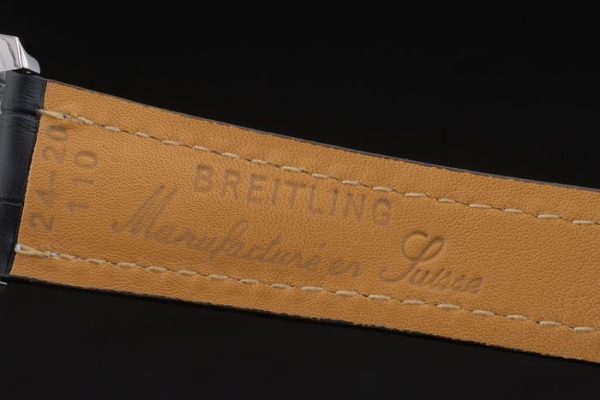 Breitling Certified Beige Dial Chronograph Black Leather Strap 80177 - Image 7