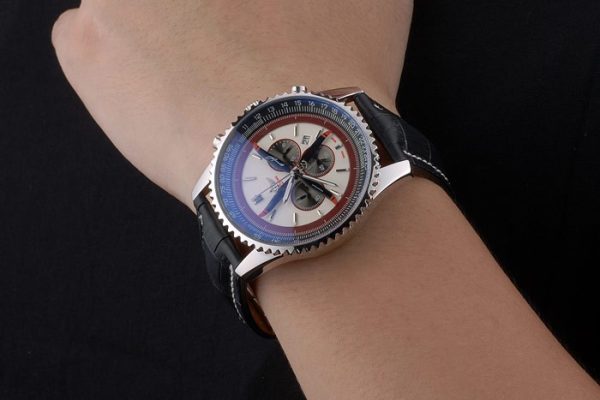 Breitling Certified Beige Dial Chronograph Black Leather Strap 80177 - Image 9