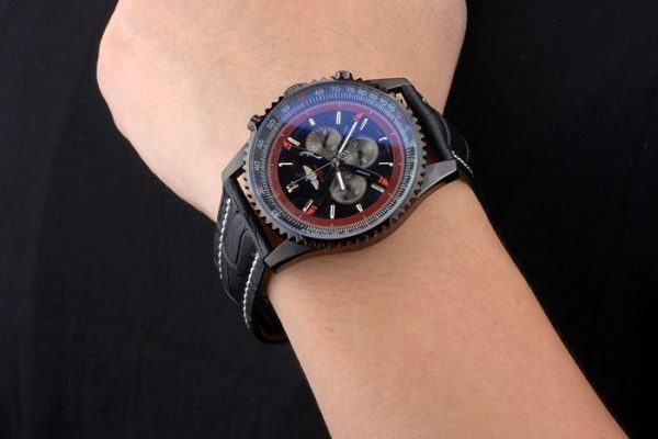 Breitling Certified Black Leather Strap Black Dial Chronograph 80179 - Image 3
