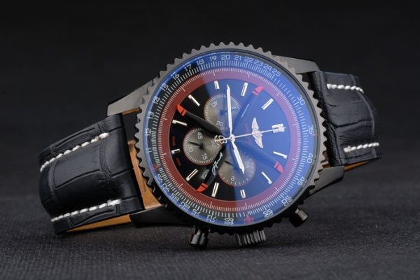 Breitling Certified Black Leather Strap Black Dial Chronograph 80179 - Image 5