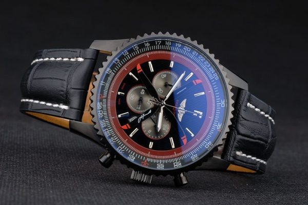 Breitling Certified Black Leather Strap Black Dial Chronograph 80179 - Image 6