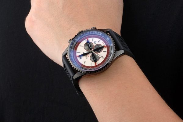Breitling Certified Black Rubber Strap Beige Dial Chronograph 80183 - Image 8